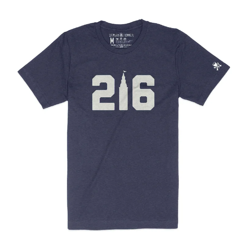 216 Terminal Tower Heather Navy Unisex T-Shirt