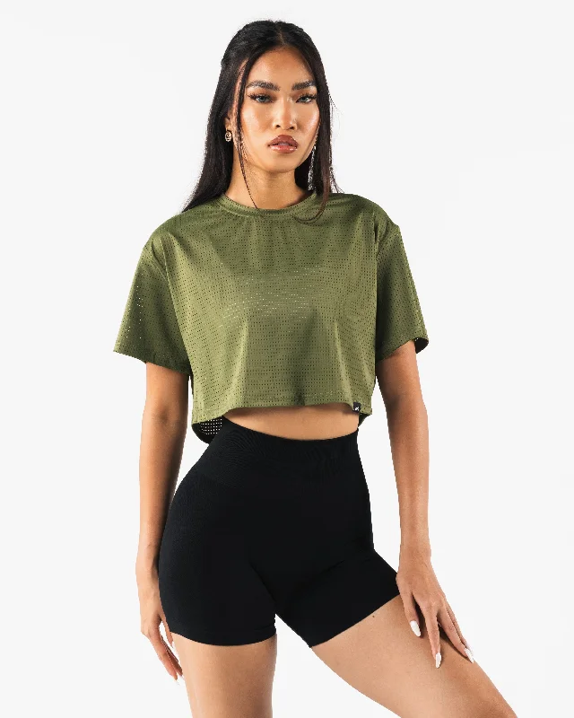 Margo Mesh Crop Tee - Agave