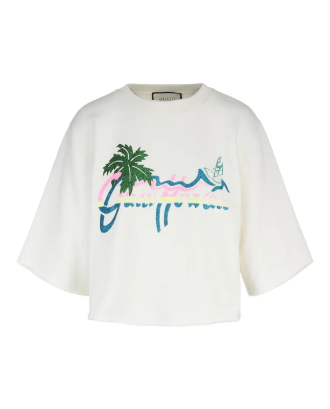 Hawaii Printed Crop Sweater