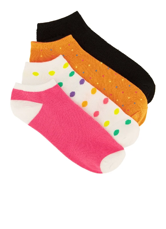 4 Pack Polka Dot Print Socks